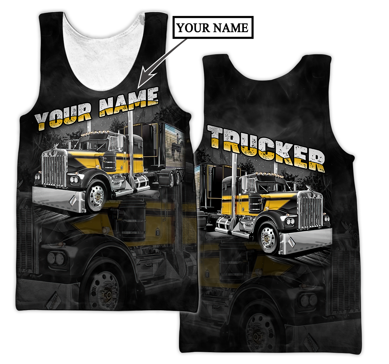 Personalized Name Trucker 3D All Over Printed Shirts For Men and Women