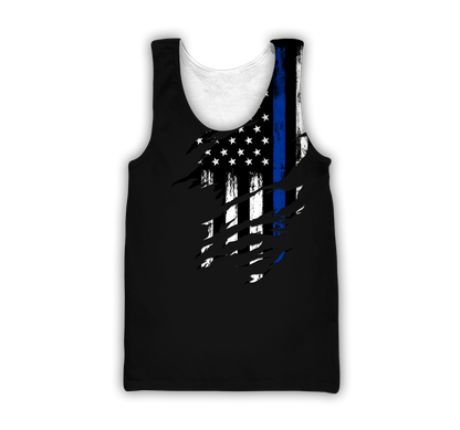 Thin Blue Line apparel US Law Enforcement custom name design 3d print shirts Proud Military