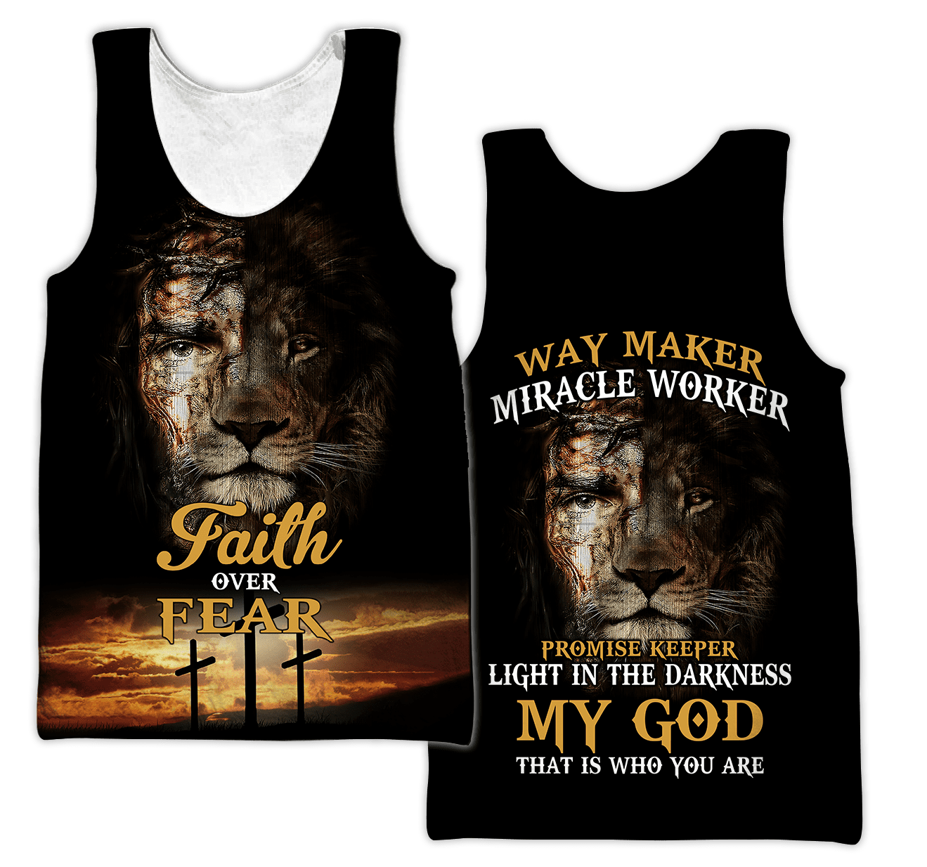Jesus Christ Faith Over Fear 3D Printed Hoodie, T-Shirt for Men and Women