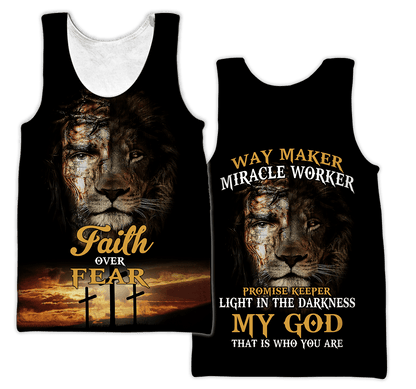 Jesus Christ Faith Over Fear 3D Printed Hoodie, T-Shirt for Men and Women