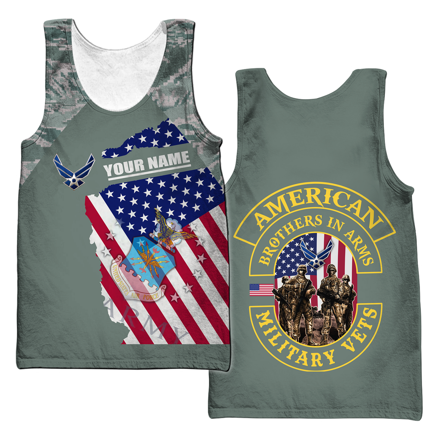 Custom name US Air Force Veteran Brothers in arms 3D print shirts Proud Military
