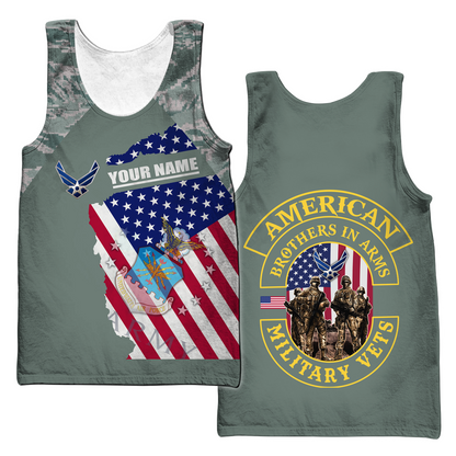 Custom name US Air Force Veteran Brothers in arms 3D print shirts Proud Military