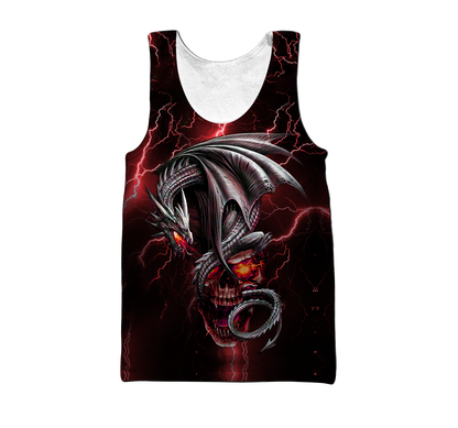 Dragon Skull Red 3D Shirt For Men And Women Custom Name