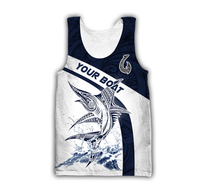 Amazing Polynesian Marlin Billfish Fishing Personalized Unisex Hoodie ML
