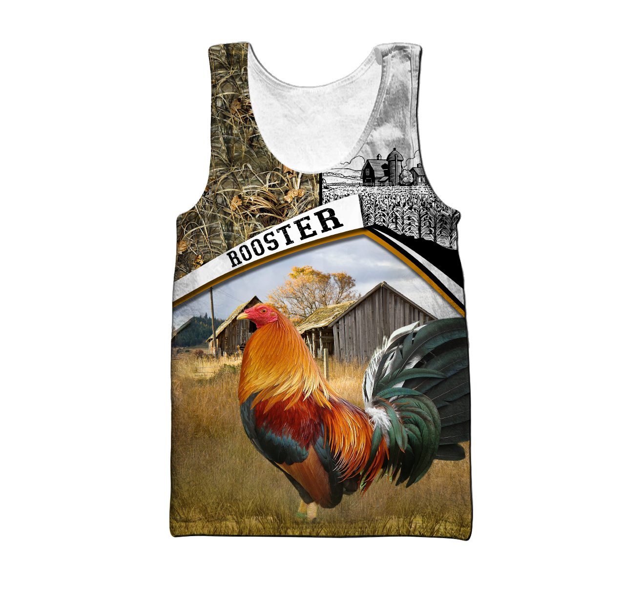 Rooster 3D All Over Printed Unisex Deluxe Hoodie ML