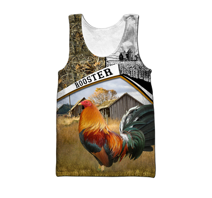 Rooster 3D All Over Printed Unisex Deluxe Hoodie ML