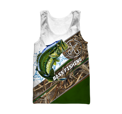 Custom name Bass Fishing camo 3D print shirts