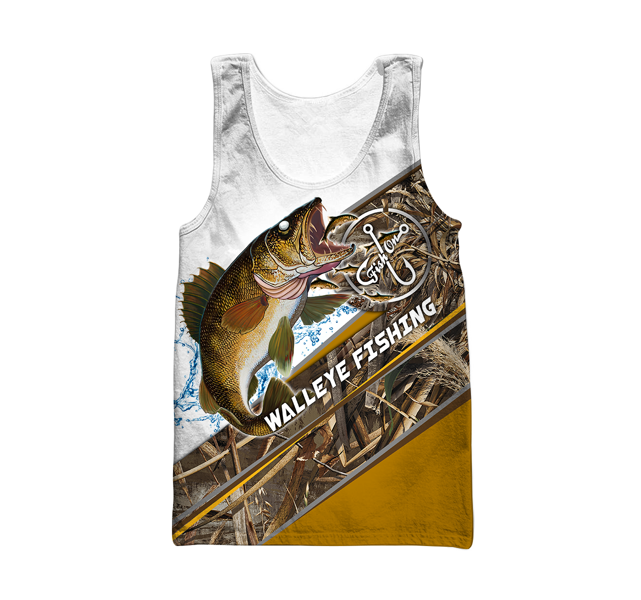 Custom name Walleye Fishing camo 3D print shirts