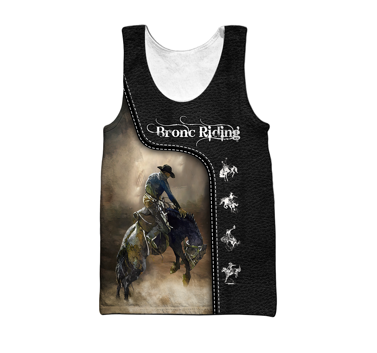 Personalized Name Rodeo 3D All Over Printed Unisex Shirts Black Leather Texture