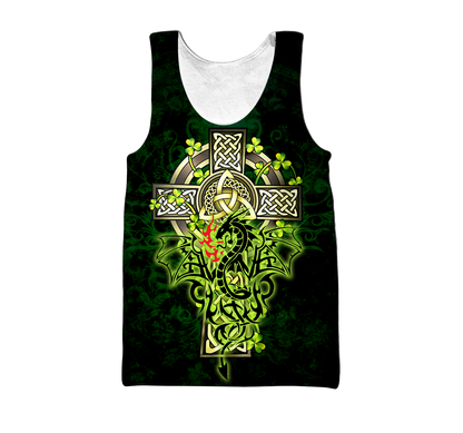 Premium Unisex Hoodie Irish Celtic Cross And Dragon ML