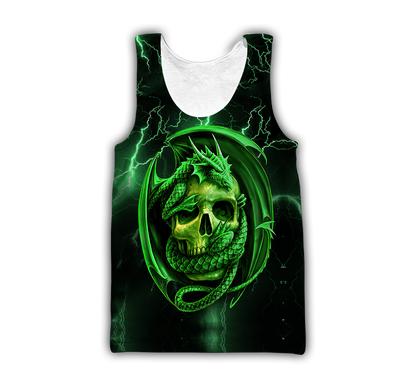 Dragon & skull green unisex hoodie NTN03042105
