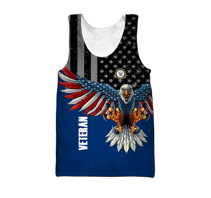 Custom name US Navy Veteran Eagle 3d printed shirts Proud Military