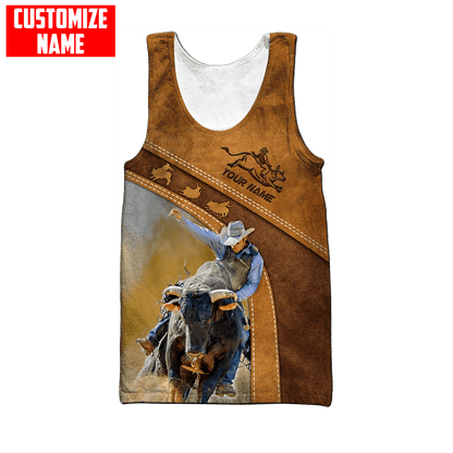 Tmarc Tee Personalized Name Bull Riding 3D All Over Printed Unisex Shirts Brown Bull Ver 2