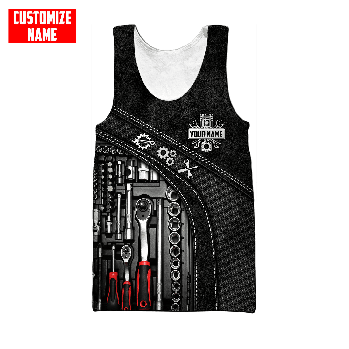 Personalized Name Mechanic 3D All Over Printed Unisex Shirts Leather