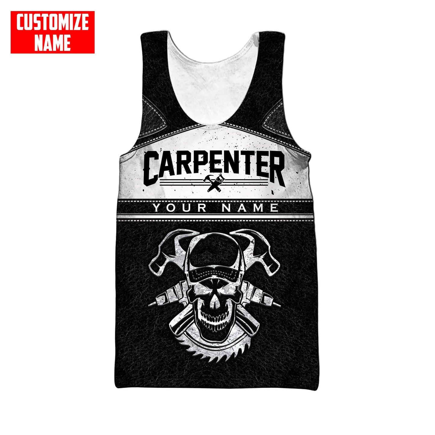 Tmarctee Personalized Name Carpenter Skull 3D All Over Printed Shirts
