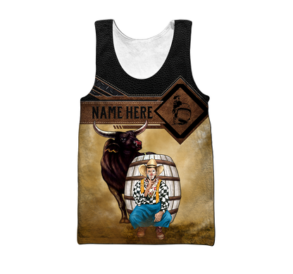 Personalized Name Bull Riding 3D All Over Printed Unisex Shirts Rodeo Clown