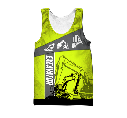 Green Excavator 3D All Over Printed Unisex Shirts