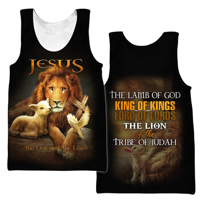Jesus - The Lion And The Lamb 3D All Over Printed Shirts