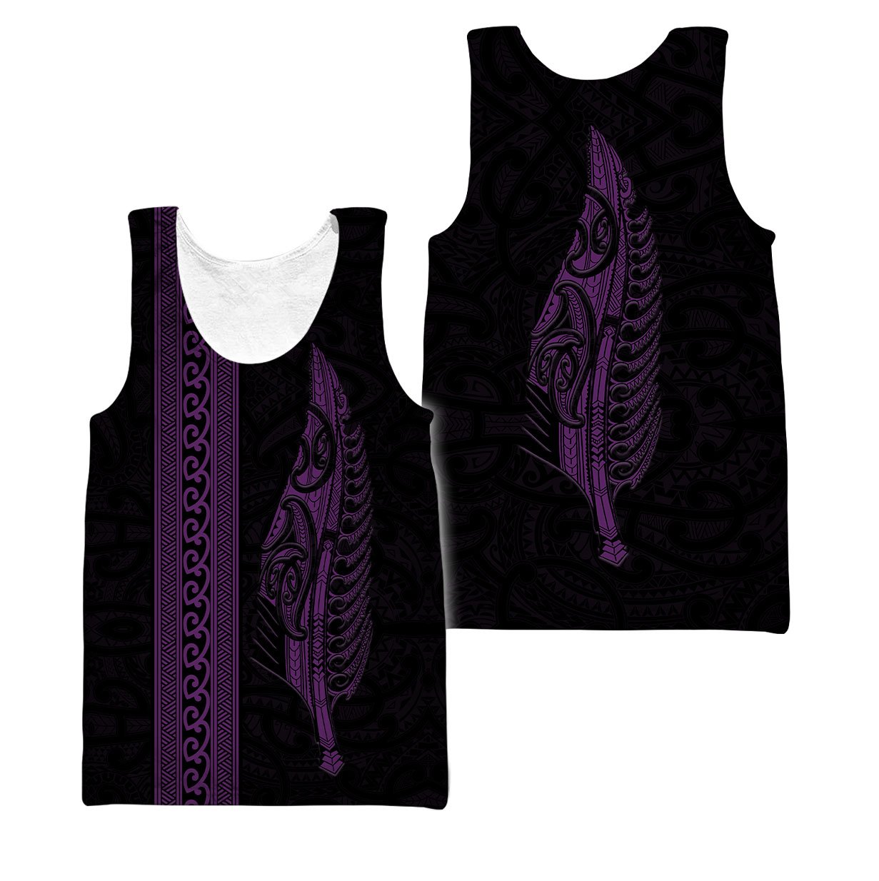 Maori Silver Fern Purple 3D All Over Printed Unisex Shirts