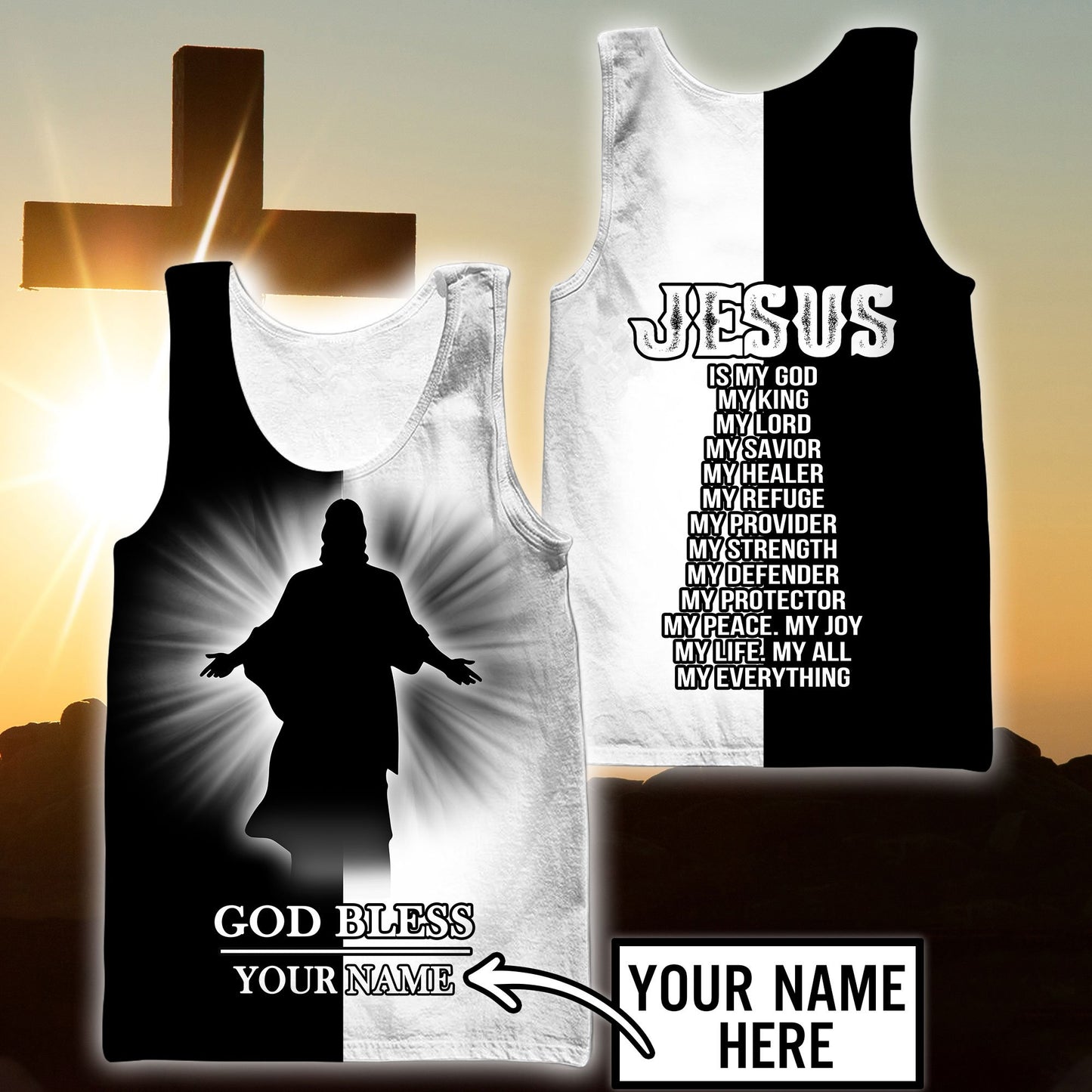 Premium Christian Jesus Personalized Name 3D All Over Printed Unisex Shirts - Amaze Style™-Apparel