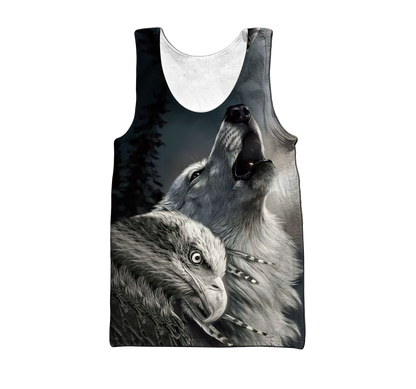 Eagle And Wolf Native American Hoodie 3D All Over Printed Shirts
