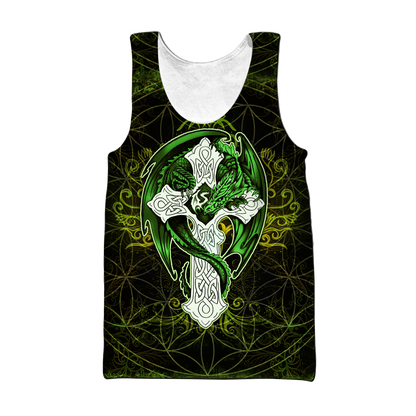 Celtic Dragon Cross Irish Saint Patrick's Day 3D All Over Printed Unisex Shirts TN