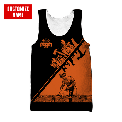 Personalized Name Carpenter 3D All Over Printed Unisex Shirts Orange Tools