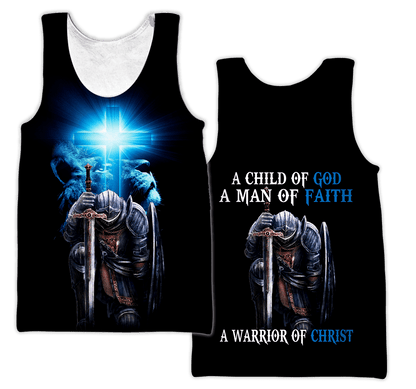 Jesus Christ Lion Blue Cross Child of God Man of Faith Warrior of Christ 3D Printed Hoodie, T-Shirt for Men and Women