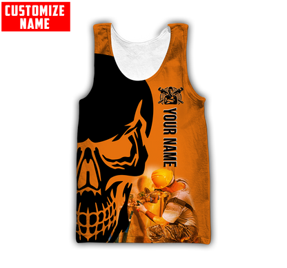 Tmarc Tee Personalized Plumber Orange Skull Apparel