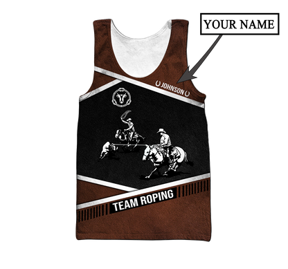 Personalized Name Bull Riding 3D All Over Printed Unisex Shirts Black Team Roping