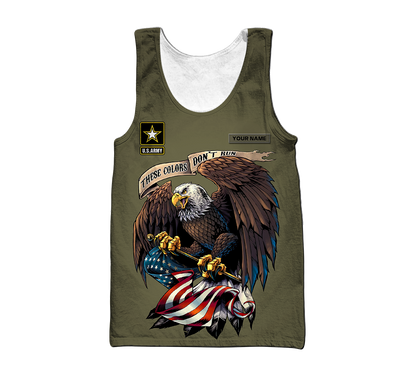 Custom name US Army Veteran Basic Eagle 3d printed shirts Proud Military