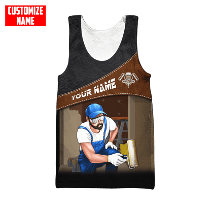 Tmarc Tee Personalized Name Painter 3D All Over Printed Unisex Shirts Leather Texture