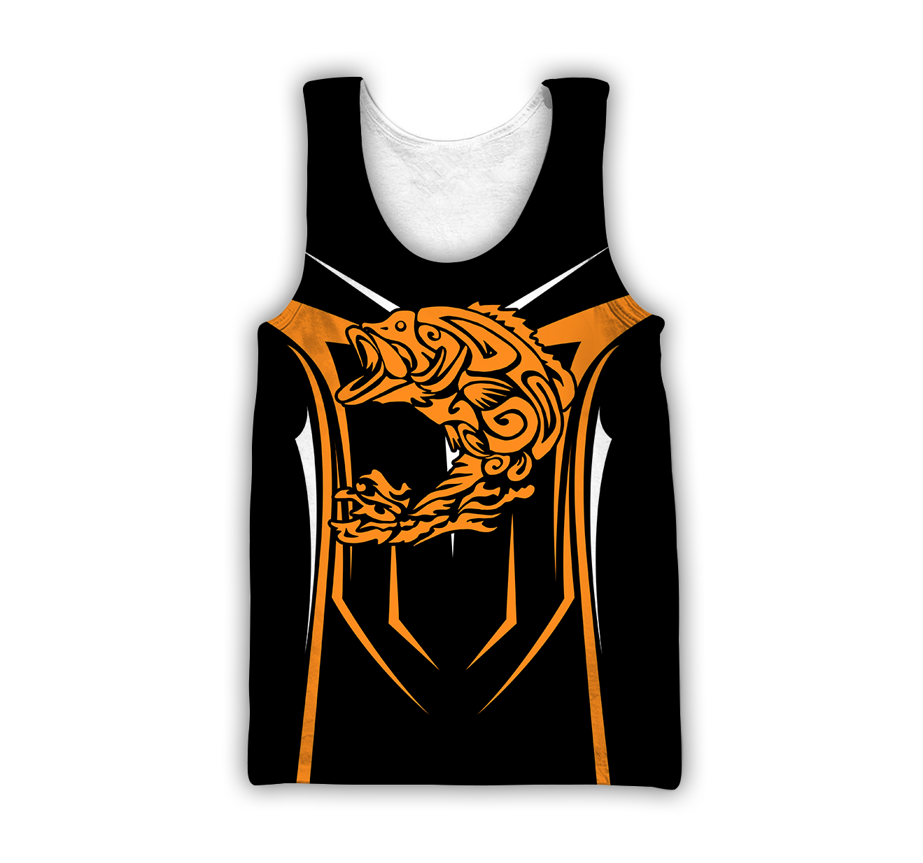 Bass Fishing maori stainless steel fishing hook orange 3d print shirts