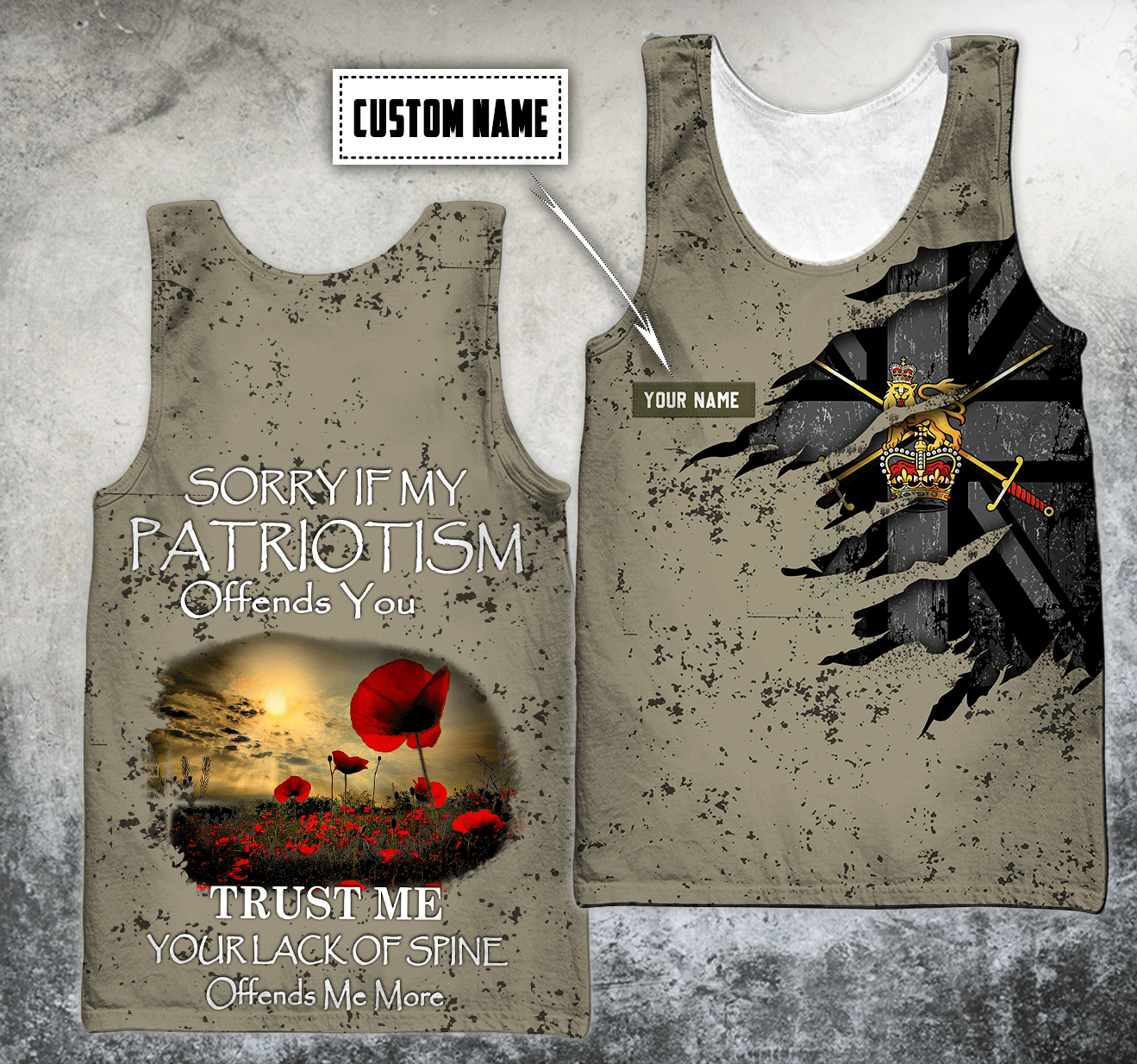 Custom name British Camo 3D Design Print Shirts