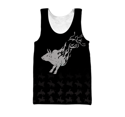 Personalized Name Bull Riding 3D All Over Printed Unisex Shirts Silver Bull