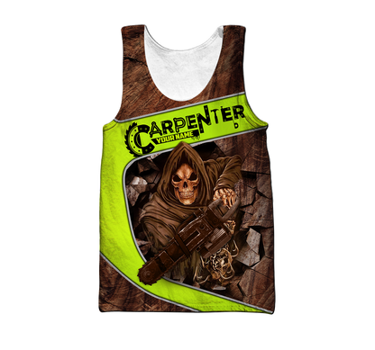 Personalized Name Carpenter 3D All Over Printed Unisex Shirts Wood Pattern