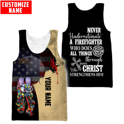 Customize Name Firefighter 3D All Over Printed Unisex Shirts