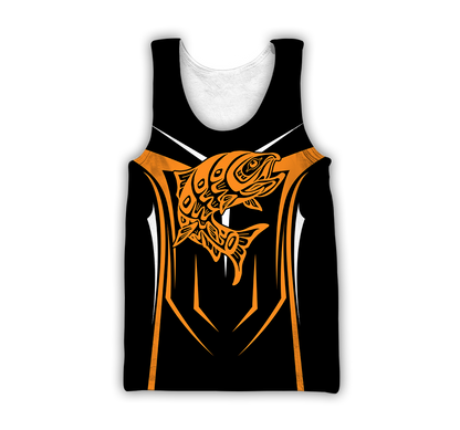 Fishing maori stainless steel fishing hook orange 3d print shirts