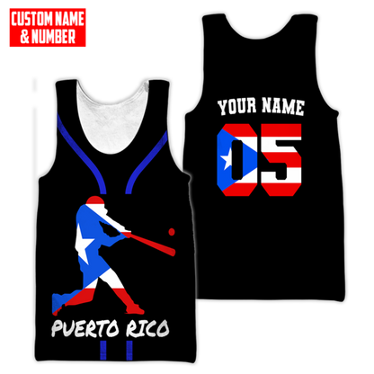Customize Name And Number Puerto Rico 3D All Over Printed Unisex Shirts