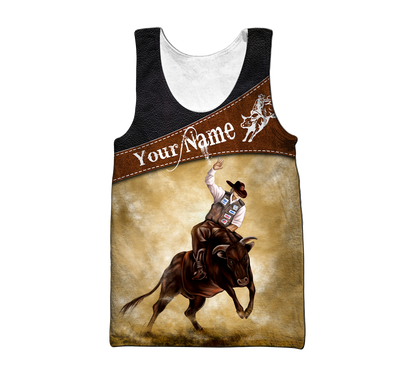 Customize Name Bull Riding 3D All Over Printed Unisex Shirts Cowboy