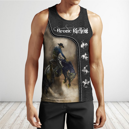 Personalized Name Rodeo 3D All Over Printed Unisex Shirts Black Leather Texture