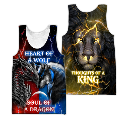 The Power Of Three Souls Dragon Wolf Lion 3D All Over Printed Unisex Shirts