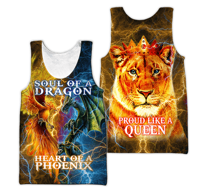 The Power Of Three Souls Dragon Phoenix Lion 3D All Over Printed Unisex Shirts