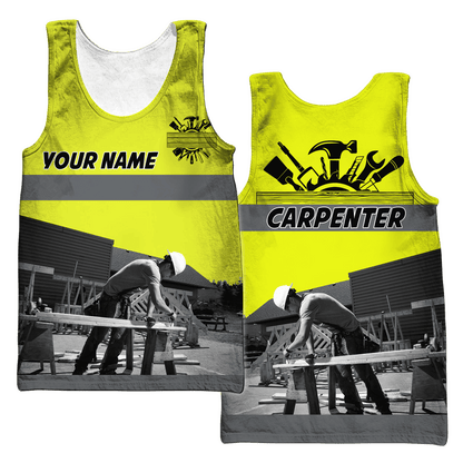 Personalized Name Carpenter 3D All Over Printed Unisex Shirts Yellow