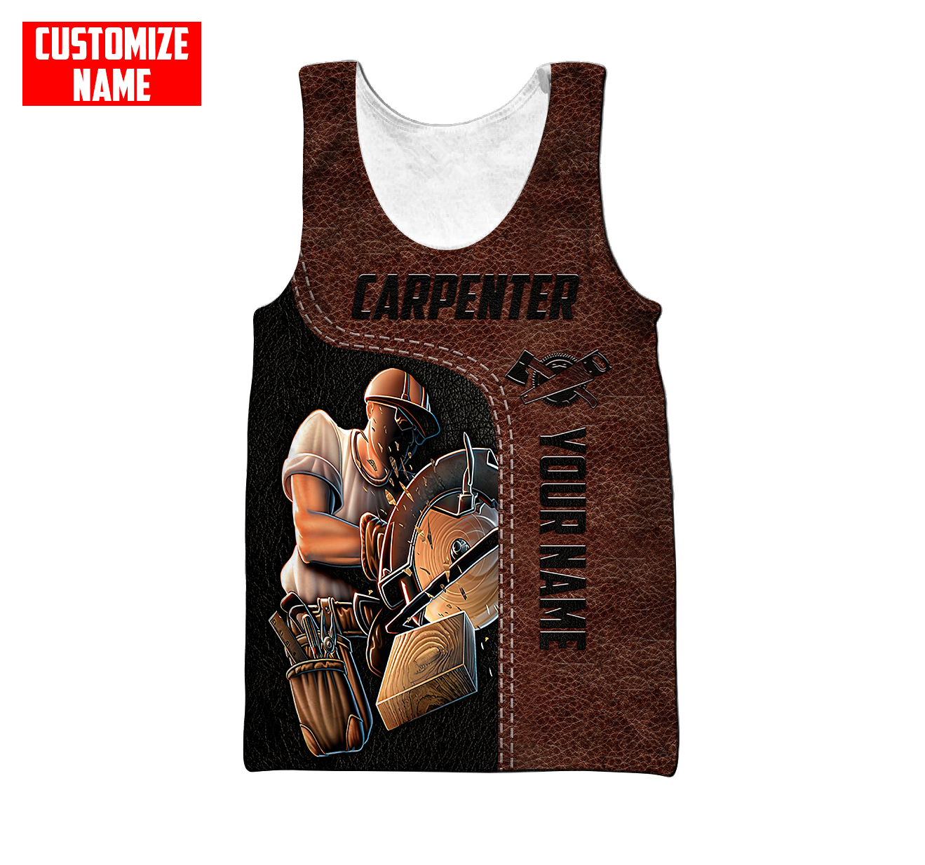 Personalized Name Carpenter 3D All Over Printed Unisex Shirts Leather Texture