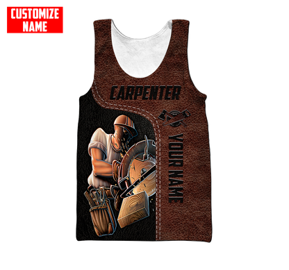Personalized Name Carpenter 3D All Over Printed Unisex Shirts Leather Texture