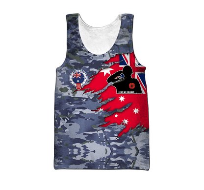 Tmarc Tee Anzac day remembrance Kiwi and Australia Navy Camo 3D print shirt