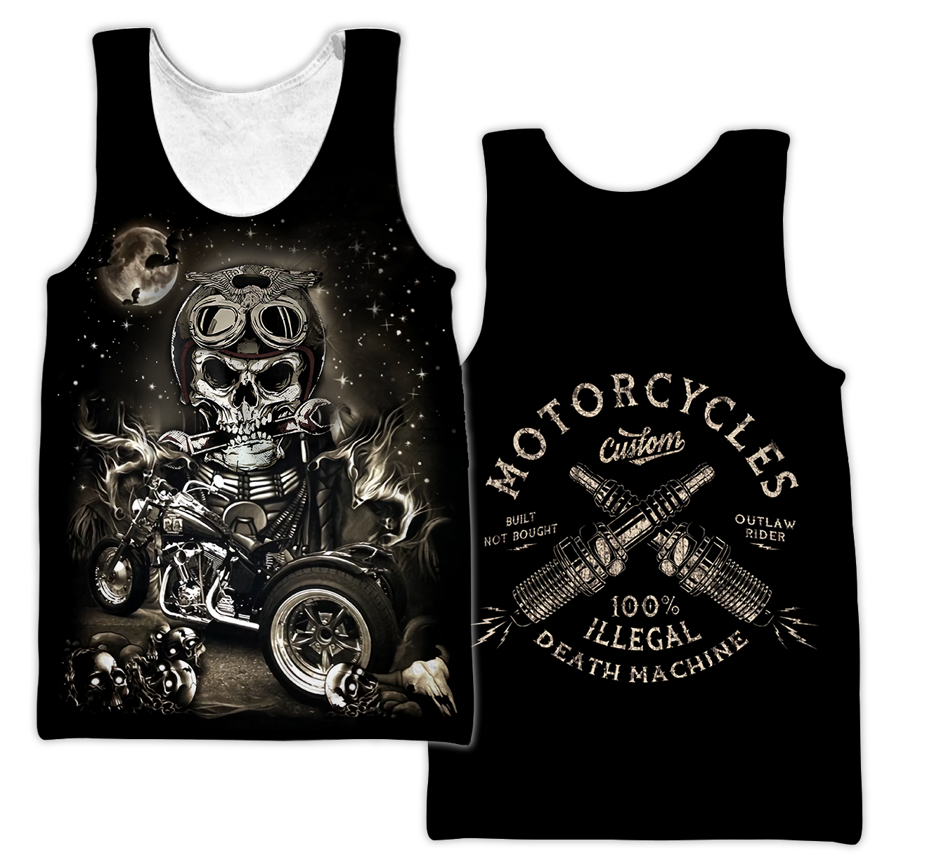 Customize Name Motorcycle Racing 3D All Over Printed Unisex Shirts Skull Chopper