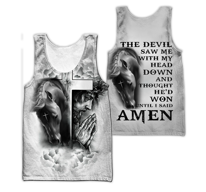 Horse And Jesus 3D All Over Printed Shirts For Men And Women TN