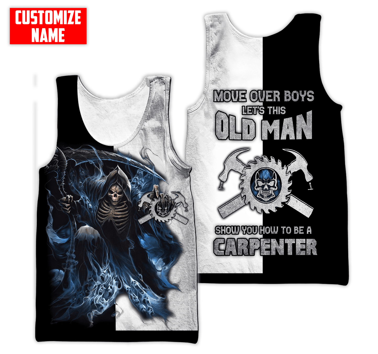 Personalized Name Carpenter 3D All Over Printed Unisex Blue Camo